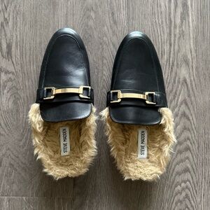 Steve Madden Khloe Black Leather Mule Loafers